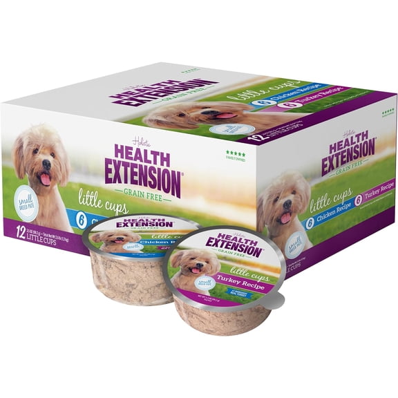Health Extension Wet Dog Food Little Cups Small Breed Variety Box Chicken & Turkey Recipe (3.5 Oz) | All Life Stages | Added Vitamins & Minerals