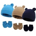 thumbnail image 4 of Lindos gorros para bebé con orejeras, manoplas cálidas que no rayan, regalo para niños y niñas de 0 a 6 meses, color fucsia, 4 of 5