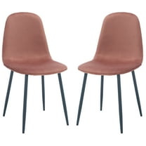 SAFAVIEH Blaire Contemporary Polyester Solid Dining Side Chair, Pink/Dark Grey (Set of 2)