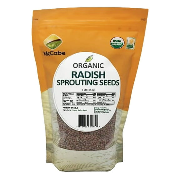 McCabe Organic Radish Sprouting Seeds - Radish Sprout Seeds | Rich with Fiber & Minerals | USDA and CCOF Certified |  Product of USA | 1Lb
