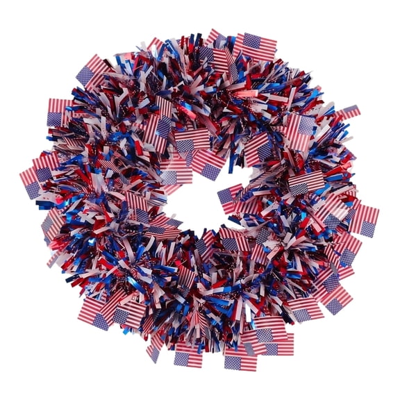 Patriotic Wreath for Front Door, Fourth of July Decorations, Red White and Blue Outdoor Porch Decor, Hanging Front Door Decor, Memorial Day Patriotic Decorations