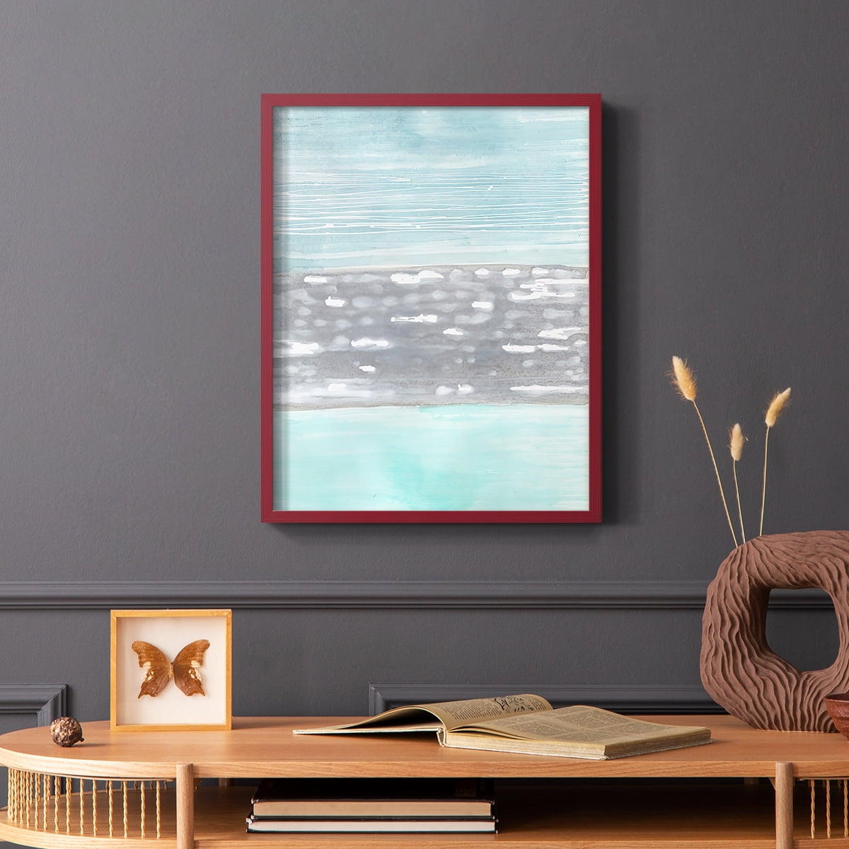 Hydrusphere I Framed Print in Red Solid Wood Framed Print No Nail Hanging