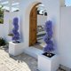 thumbnail image 2 of Yeshouse 2 espirales artificiales de lavanda, planta de polietileno con estaca y soporte de hierro, almohadilla de esponja, decoración para jardín y balcón exteriores, 2 of 7