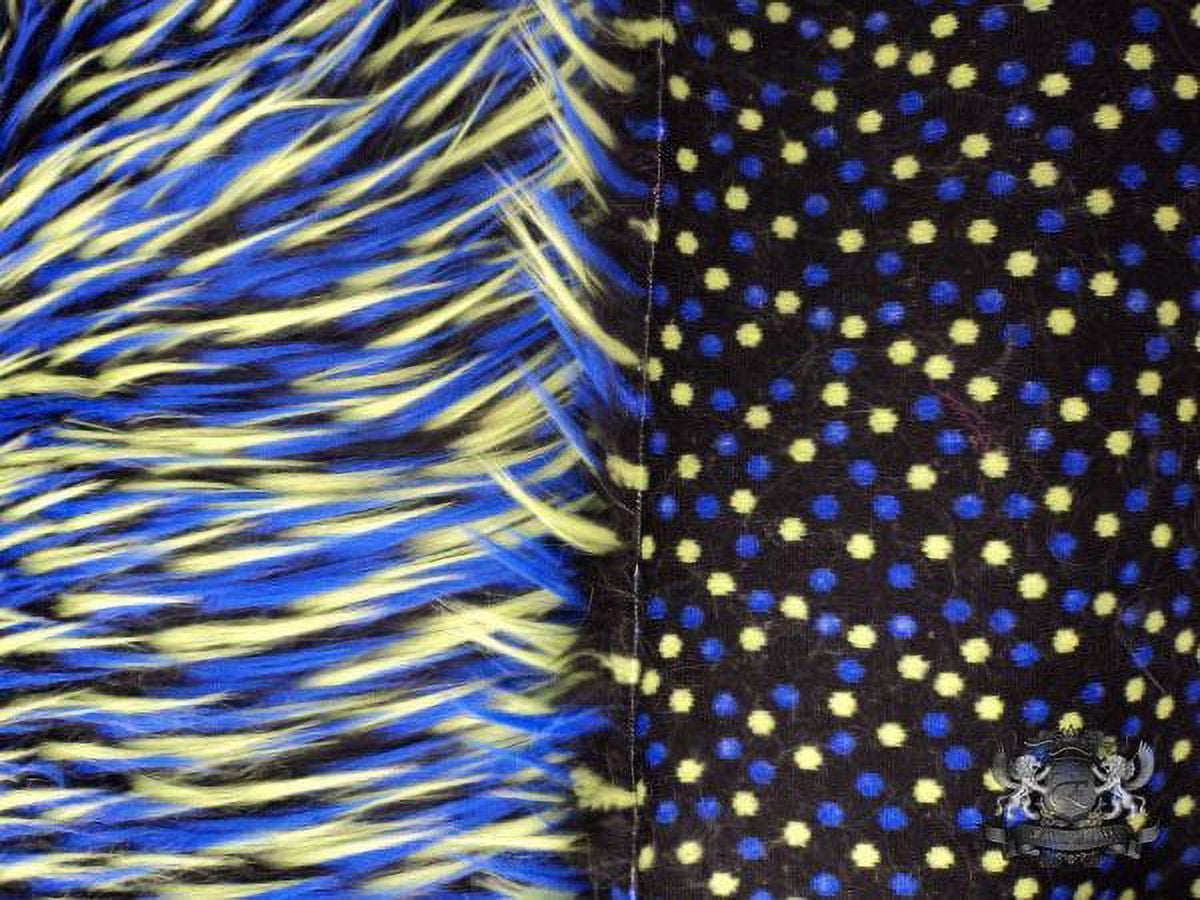 3 Tone Spike Faux / Fake Fur Black Royal Blue Green Fabric