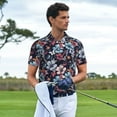 thumbnail image 3 of Pofeuu Flowers ad Butterflies Print Men's Loose Fit Midweight Short-Sleeve Pocket Polo-Small, 3 of 6