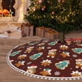 thumbnail image 6 of Rocae Christmas Gingerbread for Christmas Tree Skirt with Pom Pom Trim for Holiday Party for Holiday Home Decor Indoor Outdoor-30", 6 of 7