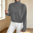 thumbnail image 2 of HOSIA Women Cropped Turtleneck Knit Sweater Oversized Long Sleeve Turtleneck Knitted Pullover Jumper Loose Soft Cozy Casual Crop Pullover Sweater Fall Winter Business Casual Teacher Outfits Grey S, 2 of 6