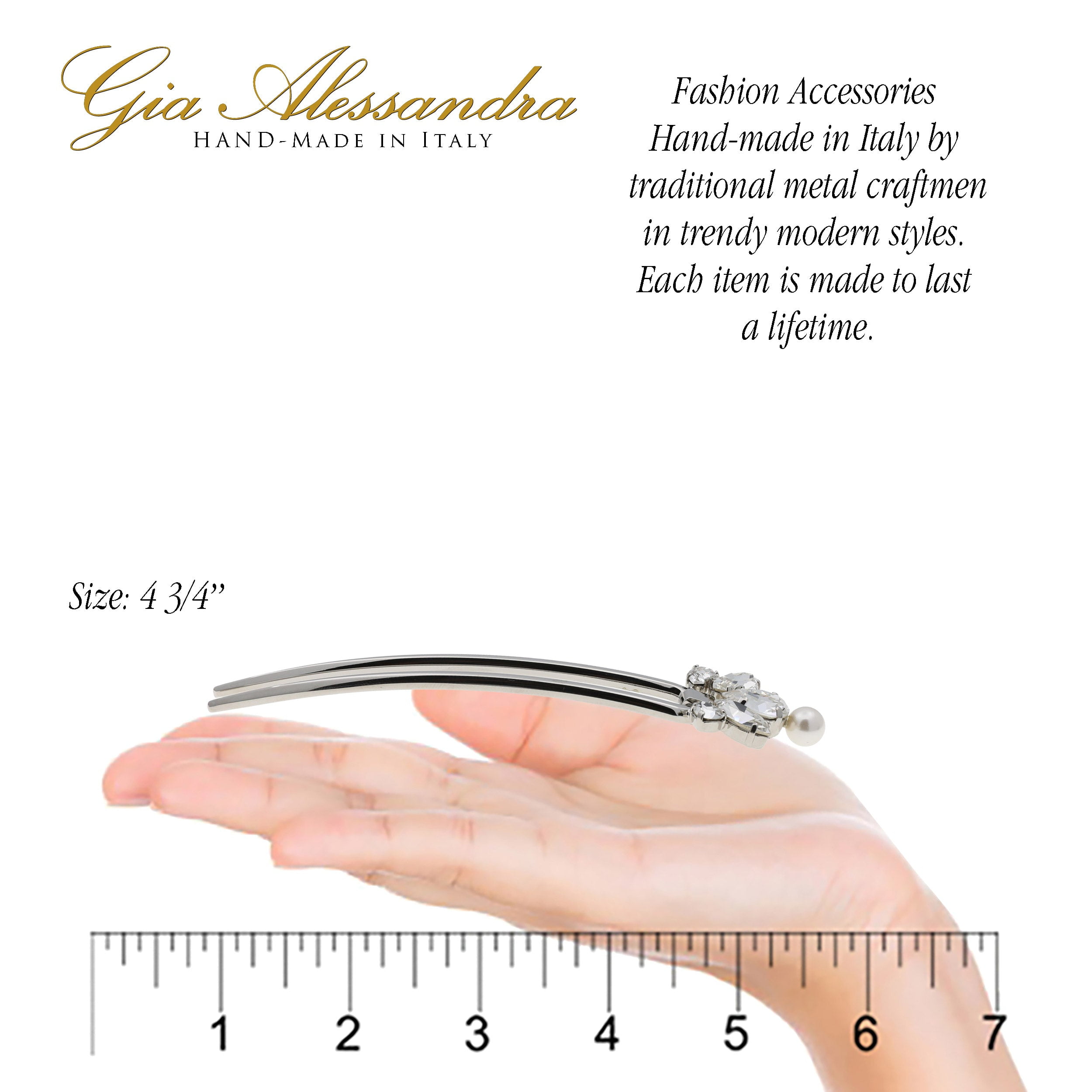 GA261 4.75 Inch Wedding Bridal Large U-Shape Hairpins Twist Stick Pins Silver with Swarovski Crystals