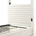 thumbnail image 5 of Luxurious Velvet Canopy King Bed with Speaker and USB Connection in Cream, 5 of 9