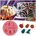 thumbnail image 2 of Halloween Candy Chocolate Molds 3D, 7-Cavity Halloween Silicone Molds Shaped with Skull Pumpkin Broom Witch Hat for Baking Jelly Chocolate Gummy Dessert-Pink-1 Pcs, 2 of 9
