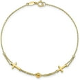 thumbnail image 3 of Avariah Diamonds 14K Yellow Gold Polished Double Strand Cross 7.5in Bracelet - 7.5", 3 of 6