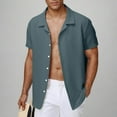 thumbnail image 2 of HAOTAGS Mens Short Sleeve Shirts Casual Button Down Tropical Outdoor Shirt Gray Size L, 2 of 7