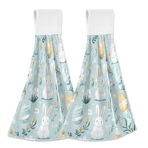 Yayeee Kitchen Hanging Hand Towels Set of 2 with Loop Bathroom Absorbent Tie Towel, Floral Easter