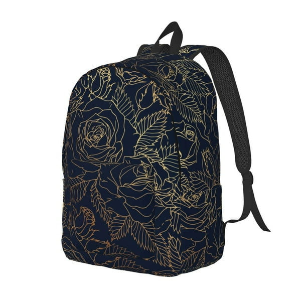 Easygdp Copper-Gold Gloss Outline Rose Mochila de Lona Resistente para Laptop, Compatible con Laptops de 15 a 17 pulgadas, Ideal para Escuela, Trabajo y Viajes-Medium