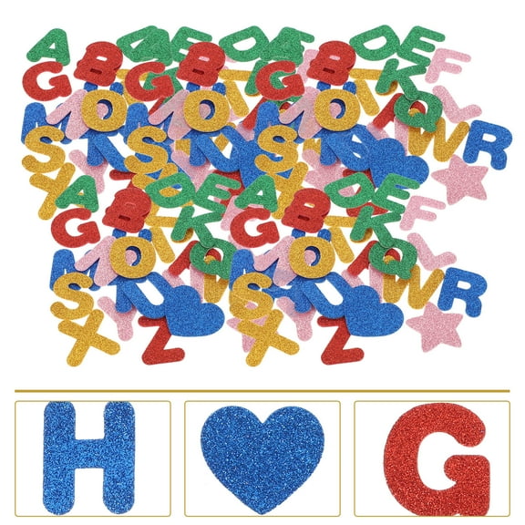 GOOHOCHY 5 Bags Alphabet Sticker with Glitter Decorative Decals Letter Sticker Self Adhesive