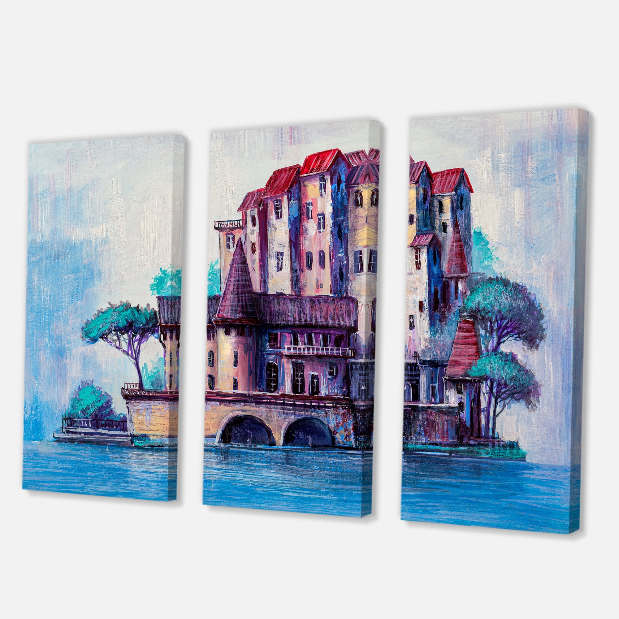Designart ' Ancient City Skypscrapers By The Bridge ' Traditional Canvas Wall Art Print