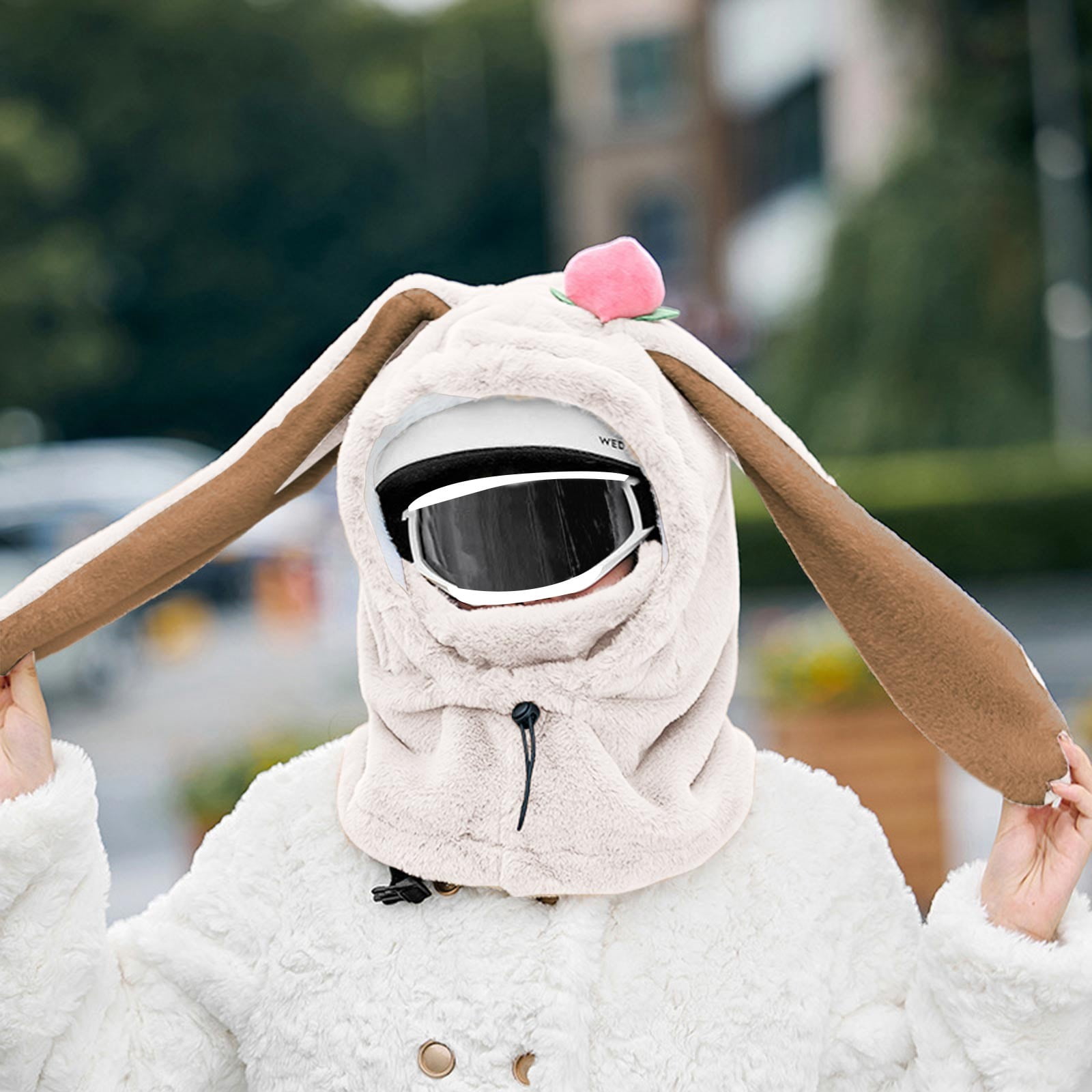 Hat for Women Winter Hats for Men Winter Warm Windproof Hat Ski Riding Shield Warmer Cute Cartoon Rabbit Ear Neck Cover Hat With Face Guard for Women Men