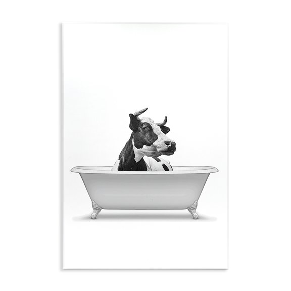 Stupell Industries Cottage Farmhouse Cow Bathtub Portrait Wall Plaque Art, 13 x 19, by Annalisa Latella
