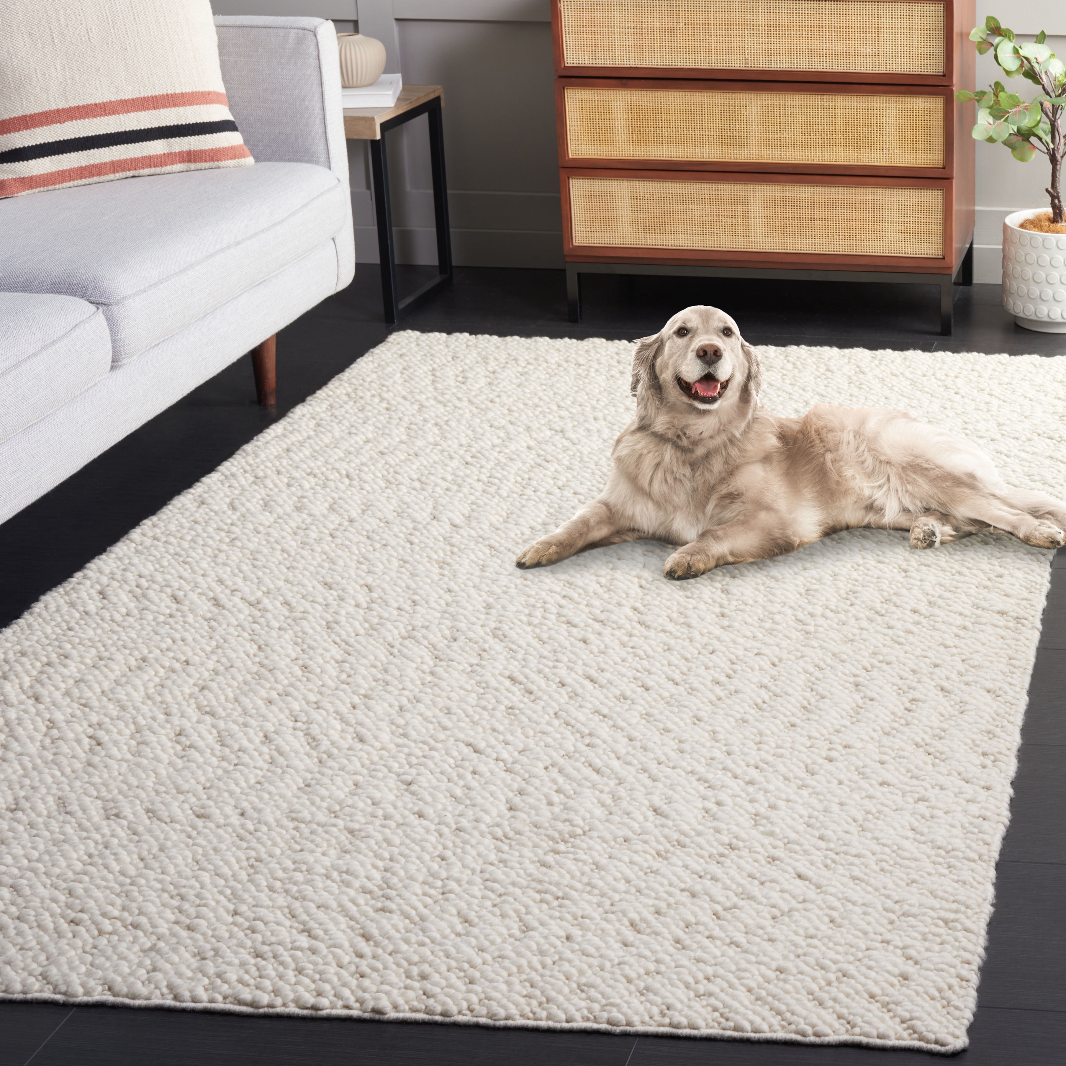 SAFAVIEH Natura Michael Solid Area Rug, Ivory, 6' x 6' Square
