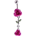 thumbnail image 1 of 1Pc Belly Button Ring Women Dual Rose Flower Navel Ring Body Piercing Jewelry Gift Rose Red, 1 of 5
