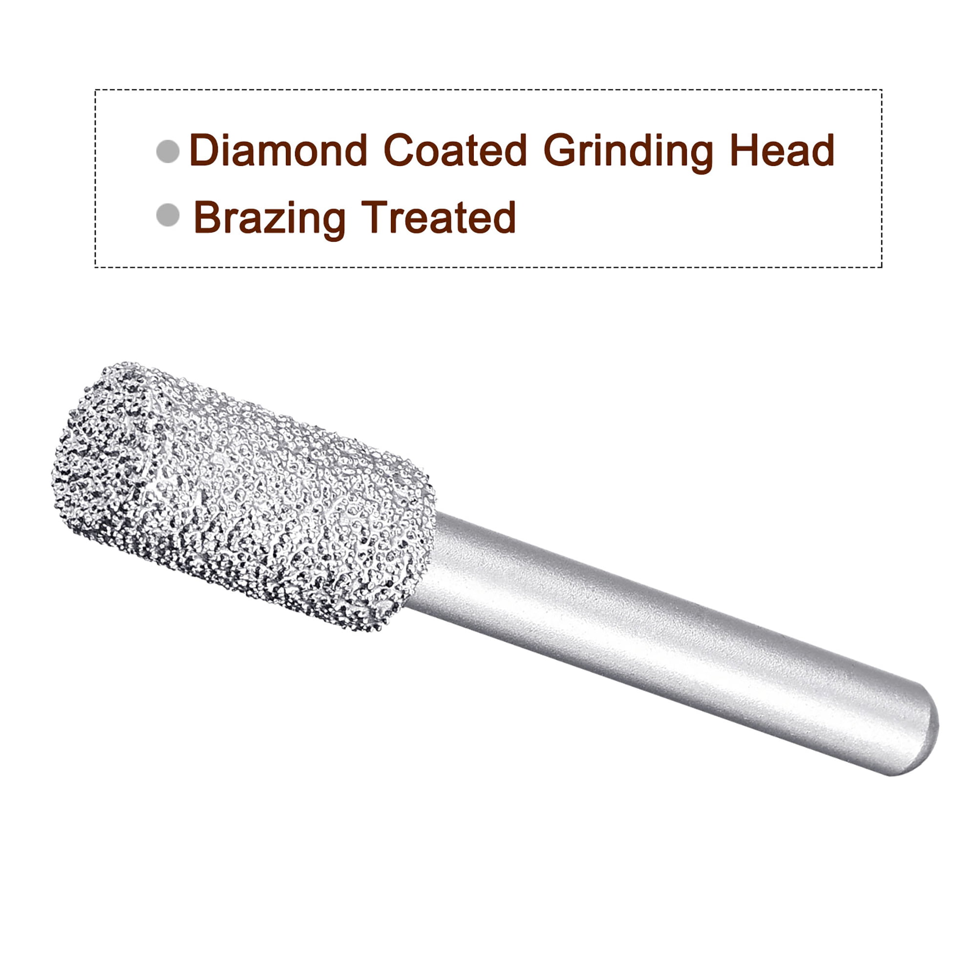 uxcell Diamond Mounted Points 60 Grit 10.5mm Brazed Grinder Round Head 6mm Shank Grinding Rotary Bit Marble Stone Carving Tool