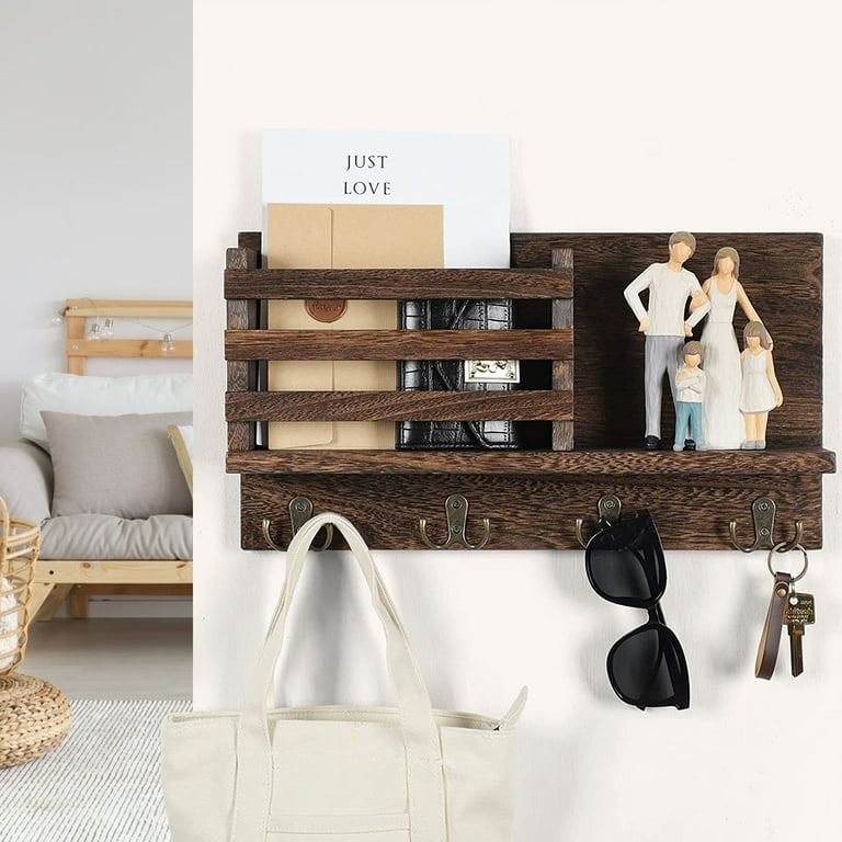 Kate and Laurel Idamae Farmhouse Wood Wall Organizer with Hooks, 28 x 25,  White, Decorative Rustic Wall Organizer with Mail Holder, Chalkboard, and  Three Key Holder Hooks – kateandlaurel