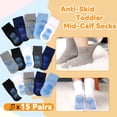 thumbnail image 5 of Toddler Non Slip Socks Boy Grip Socks Kids Grippers Soft Breathable Solid Color 15 Pairs 6 Months-7 Years, 5 of 6