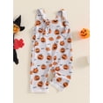 thumbnail image 3 of Nygoyerh Newborn Baby Girls Overalls Romper Casual Halloween Pumpkin Print Sleeveless Jumpsuit Infant Clothing 3M 6M 12M 18M 24M, 3 of 7