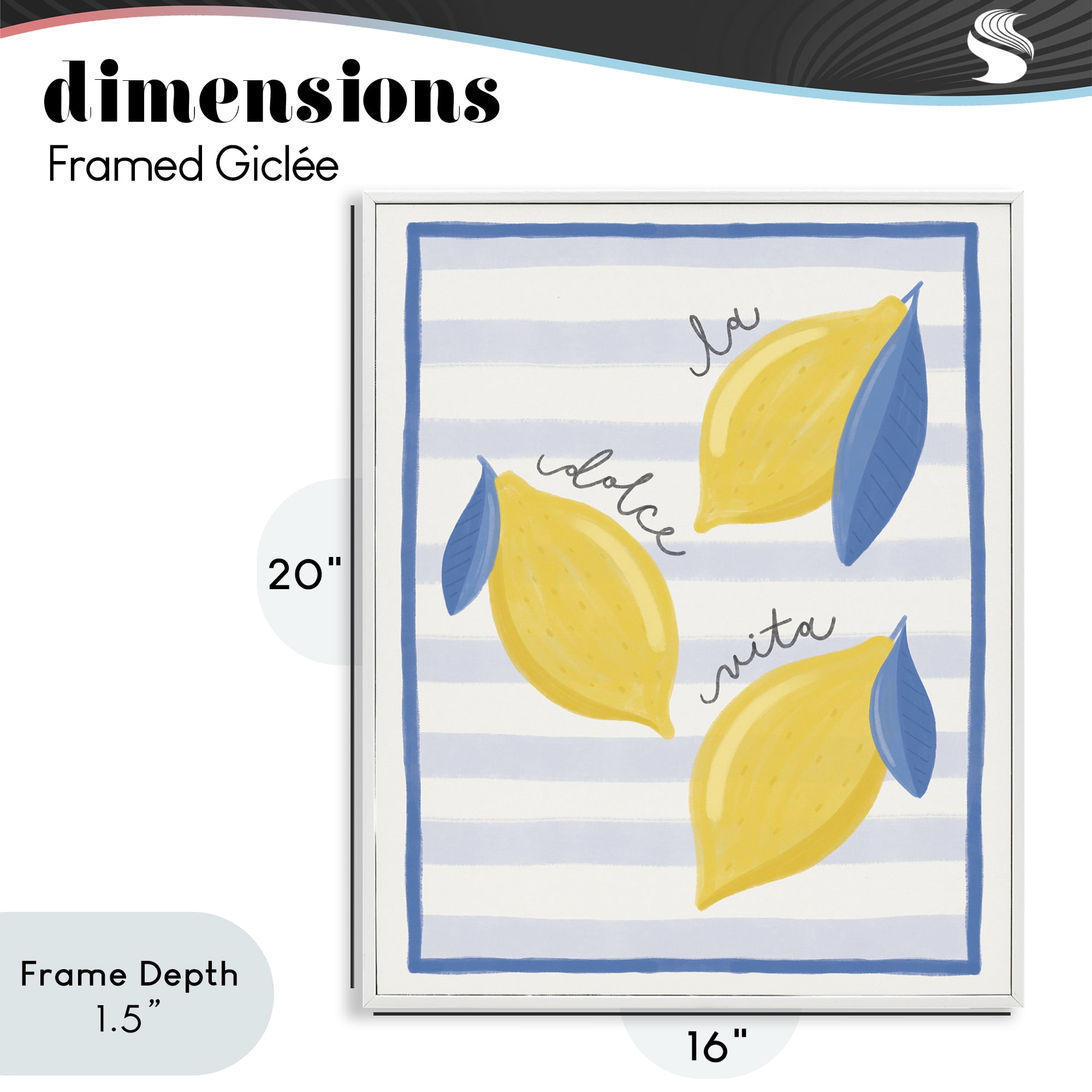 Stupell Industries Dolce Vita Lemons & Stripes White Framed Giclee Art, design by Jalynn Heerdt
