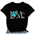 thumbnail image 2 of 100% Cotton Unisex Dog Lover Shirts for Women Cute Paw Love Heart Print T-Shirt Dog Mom Short Sleeve Tee Tops, 2 of 5