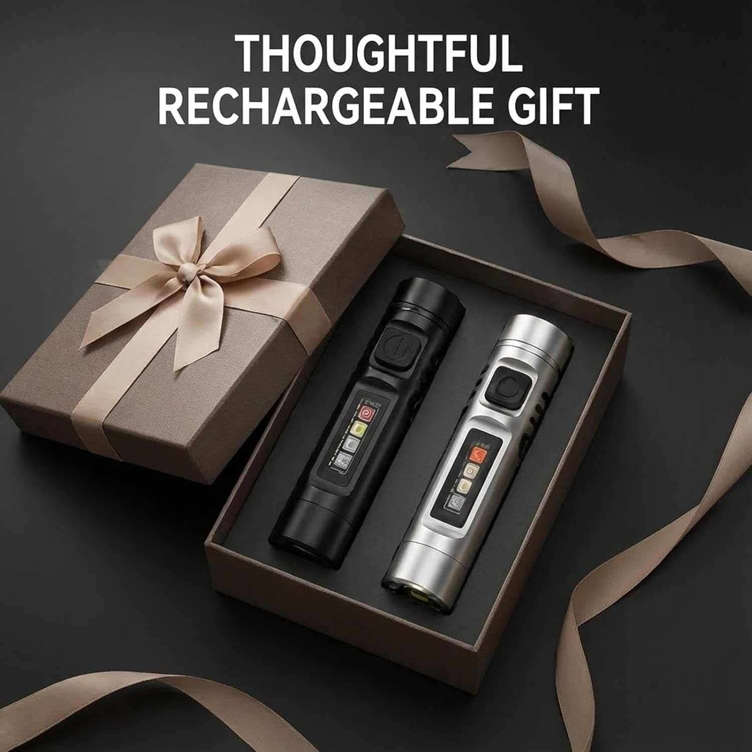 Pocket Rechargeable EDC Flashlight, Mini Keychain Light with Fire Starter, Magnetic Base Lamp for Camping Hiking