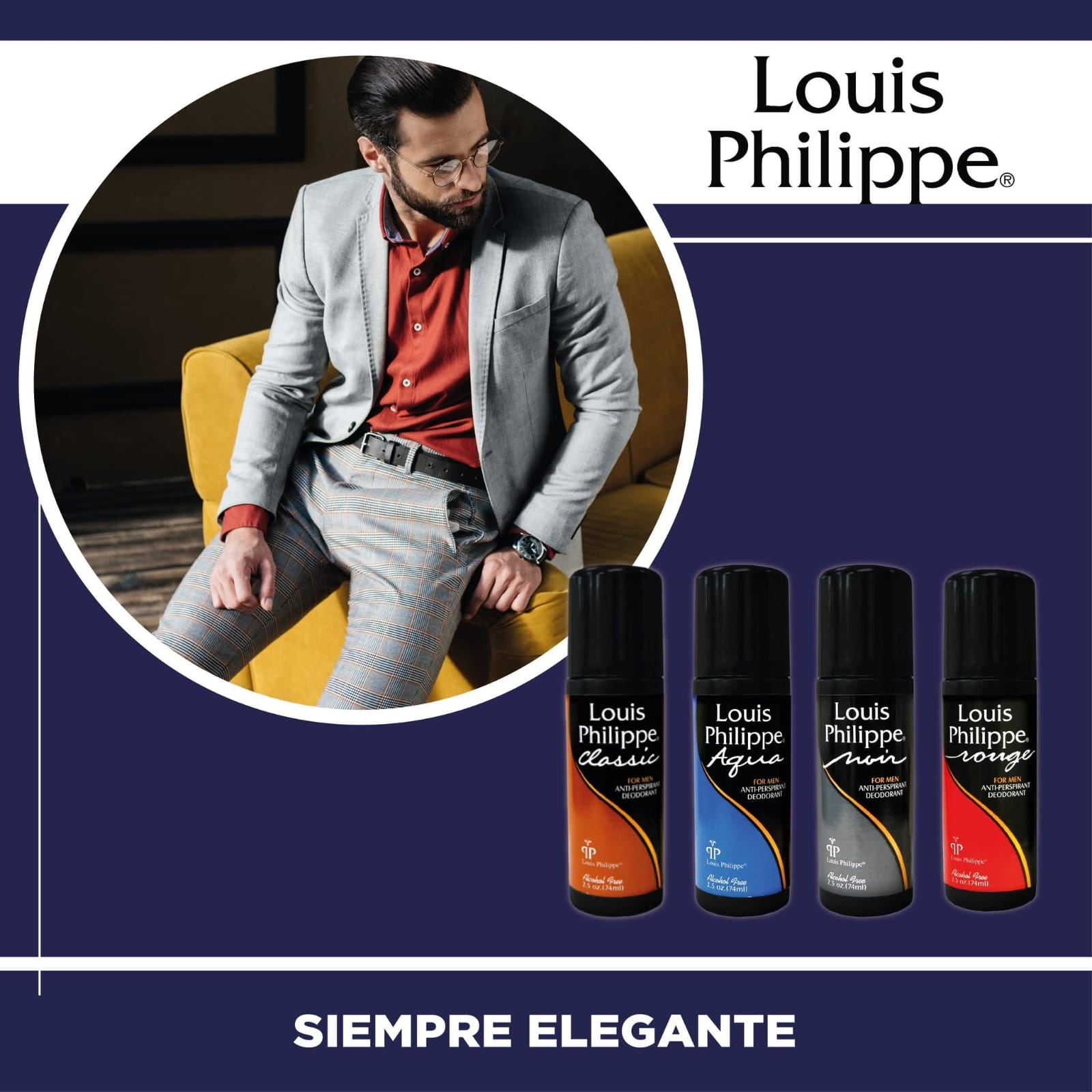 Louis Philippe For Men Roll-On Anti-Perspirant Deodorant, 2.5 fl oz