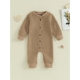 thumbnail image 2 of Bagilaanoe Newborn Baby Boys Knit Jumpsuit Long Sleeve Bodysuit 3M 6M 12M 18M Infant Fall Winter One Piece Romper, 2 of 9