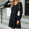 thumbnail image 4 of Sngxgn Womens Spring Summer Deep V Neck Elegant Bow tie Mini Dress(Black,M), 4 of 6