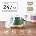 thumbnail image 4 of AmorArc Ceramic Soup Mugs with Handles and Lids,24 OZ Soup Cups Set of 4 with Terracotta Underside,Mug Bowls with Spoon for Soup/Cereal/Salad/Noodles/Ramen/Microware &Dishwasher Safe-Multicolor-2, 4 of 9