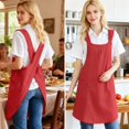 thumbnail image 4 of Eqslft Adjustable Design Apron ,Japanese Style Soft Cotton Linen Apron with Two Side Pockets ,X Cross Halter Aprons ,Kitchen Cooking Clothes, 4 of 5