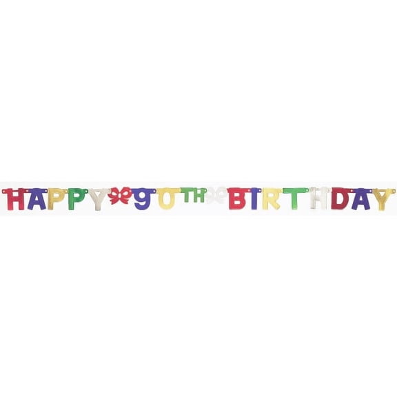 creative converting party decoration jointed banner, happy 90th birthday, 6-feet
