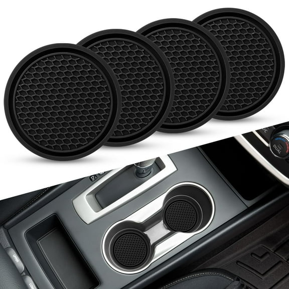 Emlimny Car Non-Slip Cup Coaster, 4PCS Universal Non-Slip Cup Holders Embedded in Ornaments Coaster, Car Interior Accessories, Black