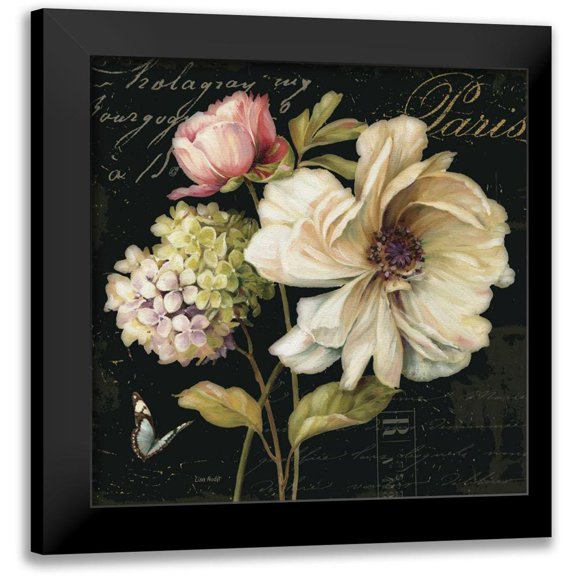 Audit, Lisa 12x12 Black Modern Framed Museum Art Print Titled - Marche de Fleurs on Black II