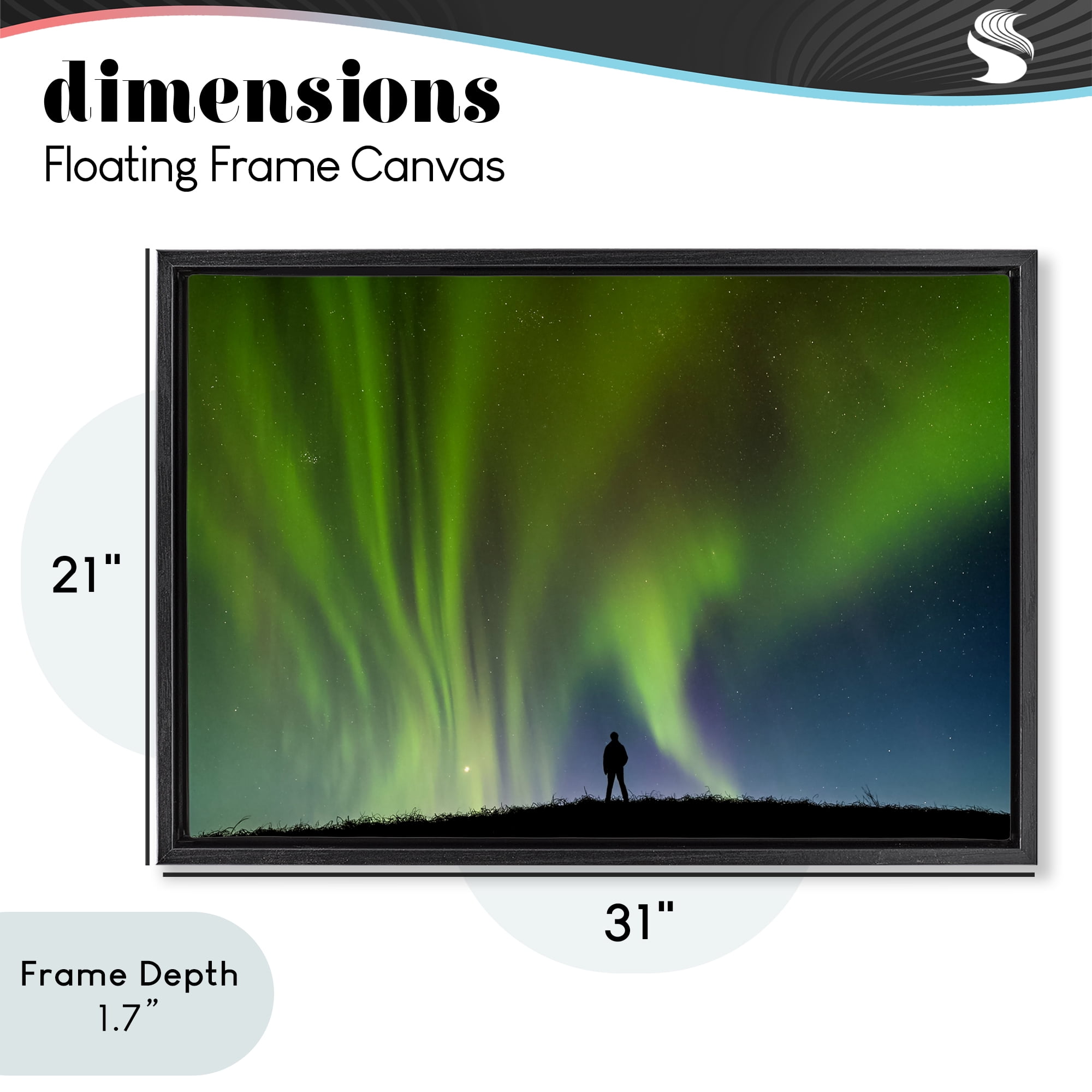 Stupell Industries Envelop Northern Lights Silhouette Black Framed Floater Canvas Wall Art, design by Shelley Carlisle