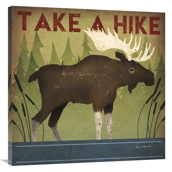 Global Gallery's 'Take a Hike Moose' By Ryan Fowler Stretched Canvas Wall Art