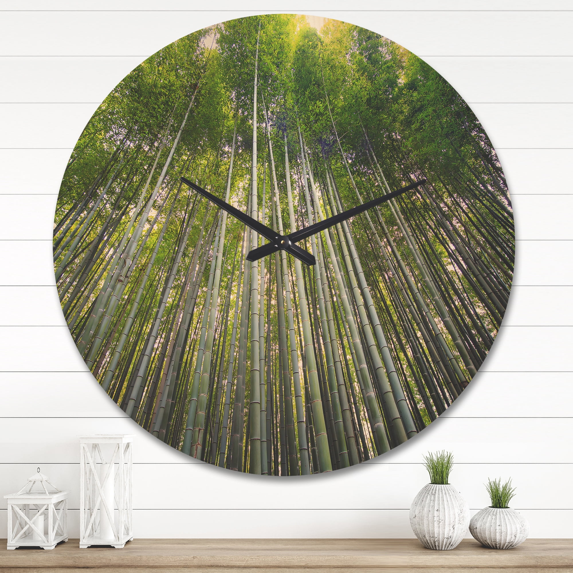 Designart 'Bamboo Tree Forest of Kyoto Japan' Rustic Wood Wall Clock