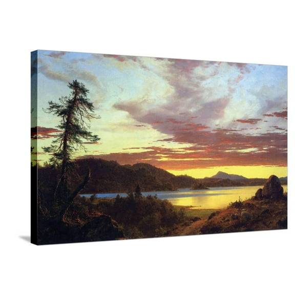 Art.com A Sunset Stretched Canvas Print Wall Art by Frederic Edwin Church, 36" x 24"