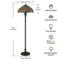 thumbnail image 3 of Tiffany Style Floor Lamp, 58'' Tall Handmade Stained Glass Lamp, Luxury Dragonfly Standing Lamp With Pull Chains For Living Room Bedroom Antique Room Decor(No Bulb Included), 3 of 7