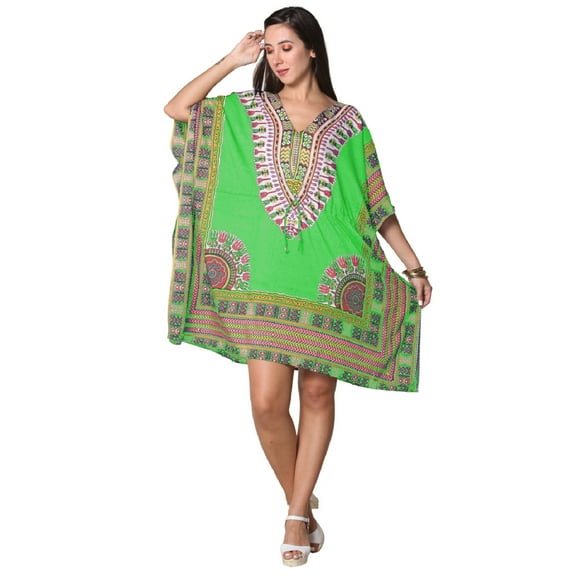 Women's Beautiful Prints Short Kimono Kaftan Dress Coverup Loose Sundress Caftan