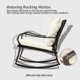 thumbnail image 2 of Domi 3 Pieces Bistro Set Outdoor Rocking Chair, All Weather Patio Wicker Furniture Set with Thickened Cushions, Steel Frame and 1 Table For Yard,Bistro（White）, 2 of 7