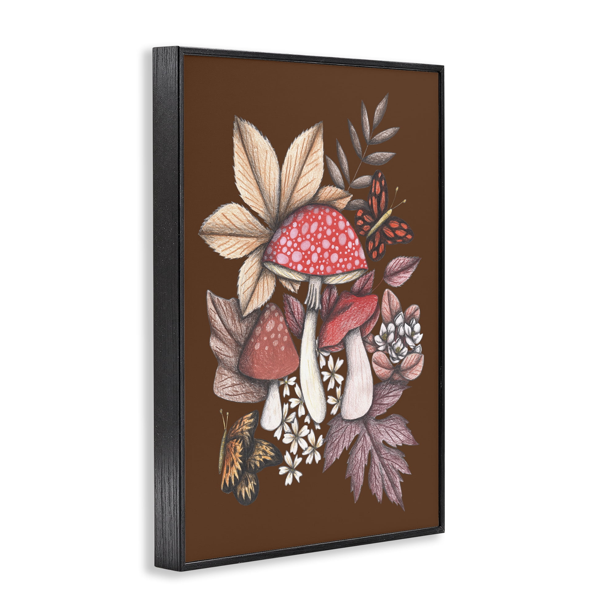 Autumnal Mushrooms Magic Black Framed Giclee Art, design by Cecilia Battaini