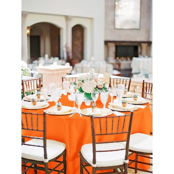 8 Packs Orange Round Tablecloth - 90 Inch, Premium Polyester Table Cloth for Round Tables, Washable Fabric Table Covers for Wedding, Party, Banquet, Dining Tables and Camping