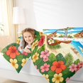 thumbnail image 3 of Castle Fairy Floral Ukulele Beach Full Size Comforter Sets 3-Piece,Hibiscus Palm Summer Coastal Graphic Bedding Comforter Set,Orange Blue,Reversible,1 Comforter and 2 Pillowcases, 3 of 6