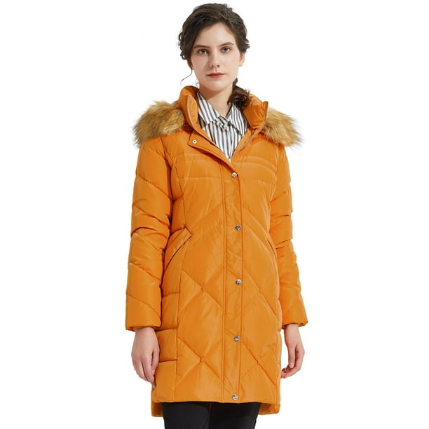Orolay Women S Diamond Quilted Down Jacket Windproof Winter Coat Hooded Parka Com Orolay Women S Diamond Quilted Down, Orange Winter Coat Ladies